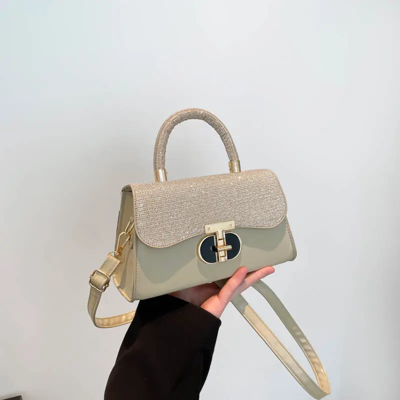Women's White Retro Crossbody Bag with Gold Clasp - Image 2