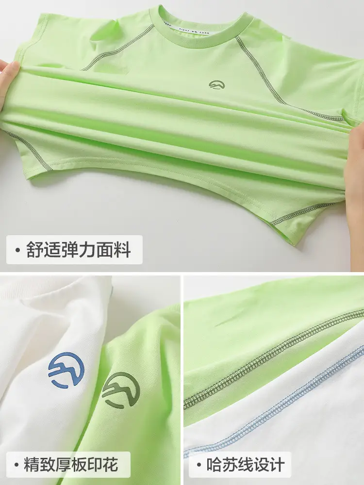 Boys Cotton T-Shirt Shorts Beige Summer - Image 13
