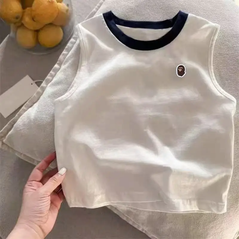 Children's Pure Cotton Sleeveless T-Straps Vest Set - Image 4