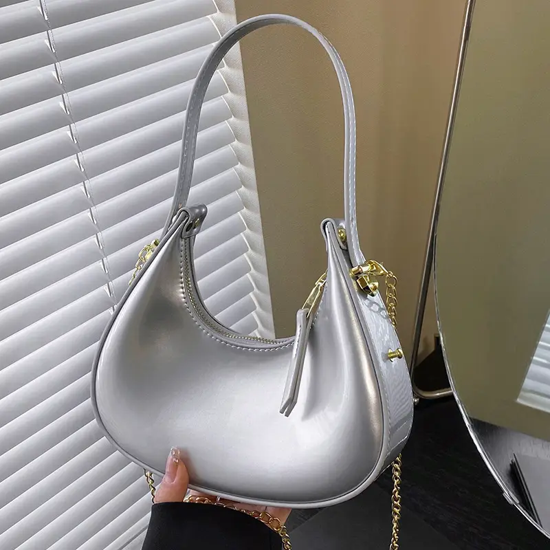 Red Glossy Chain Shoulder Bag for Women 2026 - Image 16
