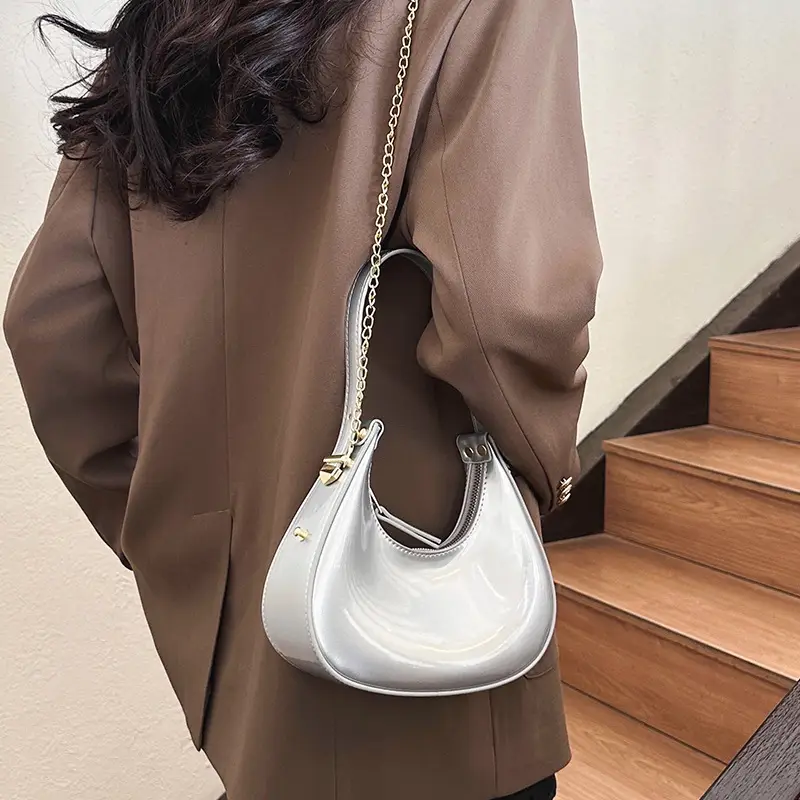 Red Glossy Chain Shoulder Bag for Women 2026 - Image 18