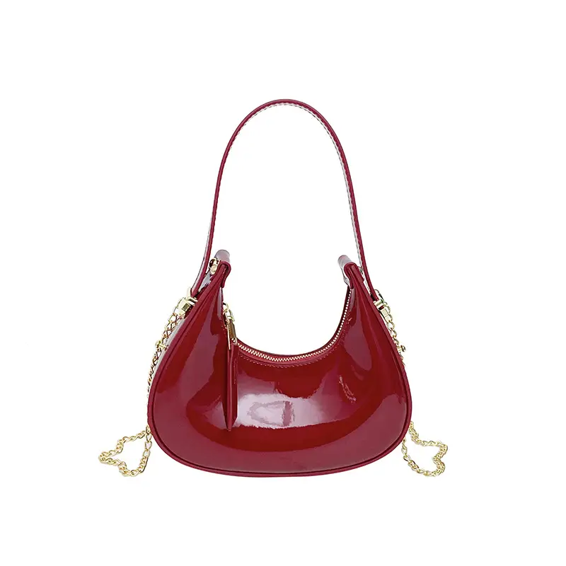 Red Glossy Chain Shoulder Bag for Women 2026 - Image 19