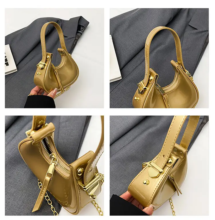Red Glossy Chain Shoulder Bag for Women 2026 — feature 11