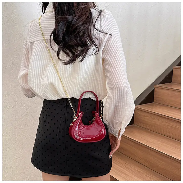 Red Glossy Chain Shoulder Bag for Women 2026 — feature 31