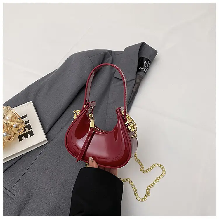 Red Glossy Chain Shoulder Bag for Women 2026 - Image 2