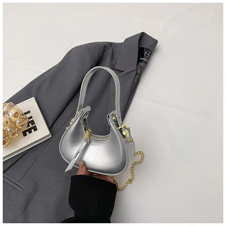 Red Glossy Chain Shoulder Bag for Women 2026 - Image 4
