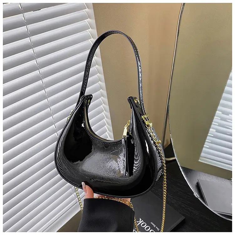 Red Glossy Chain Shoulder Bag for Women 2026 - Image 9