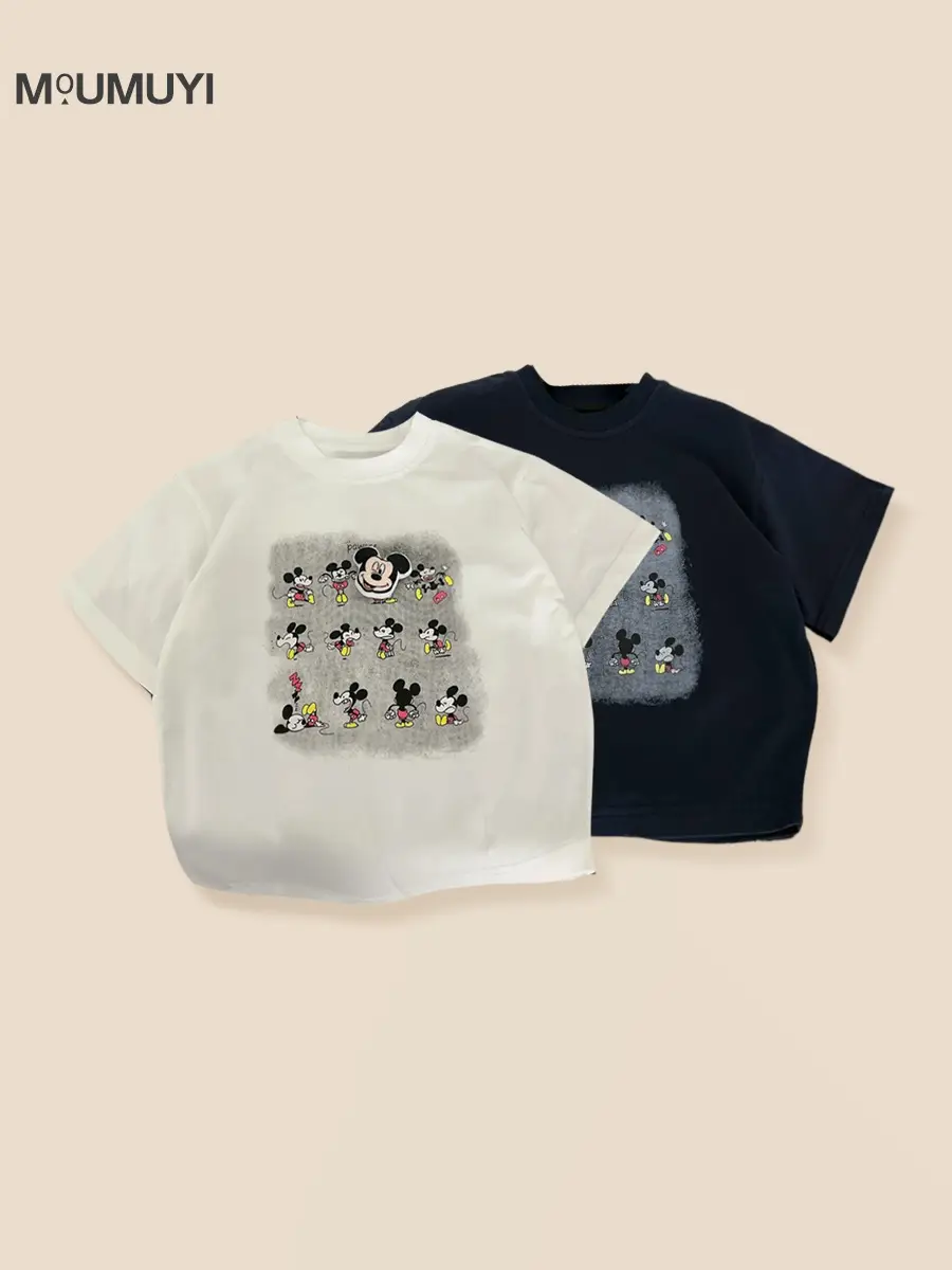 Kids 2026 Cartoon Print T-Shirt White Korean Style