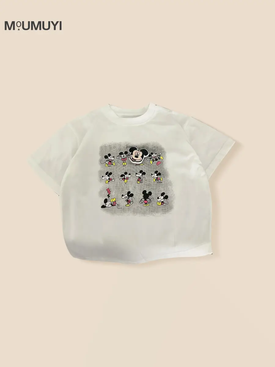 Kids 2026 Cartoon Print T-Shirt White Korean Style
