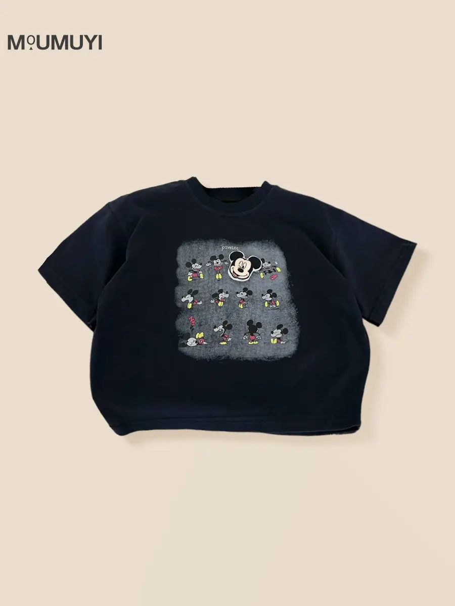 Kids 2026 Cartoon Print T-Shirt White Korean Style