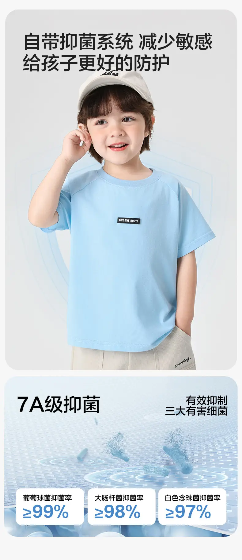 Right European Boys T-Shirt Light Blue Summer Kids — feature 4