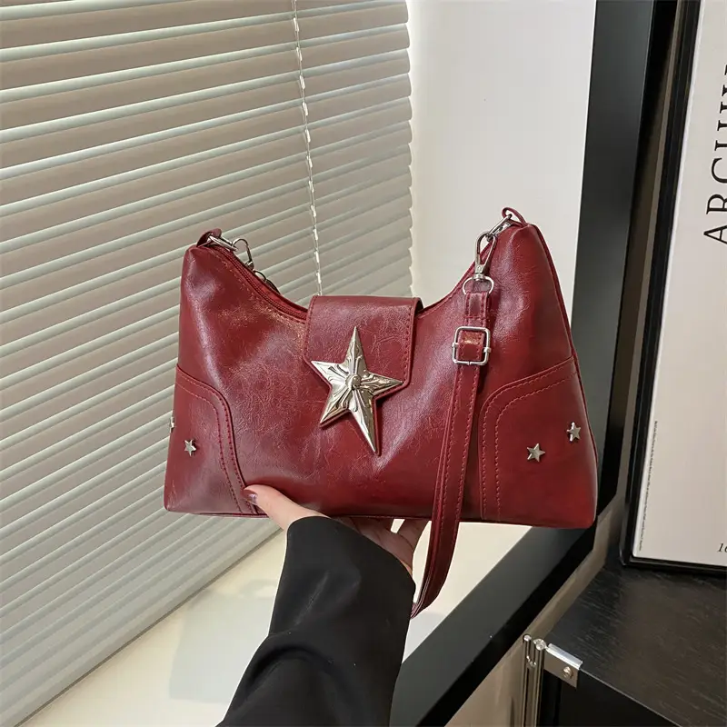 Red Starry Star Shoulder Crossbody Bag for Women - Image 5