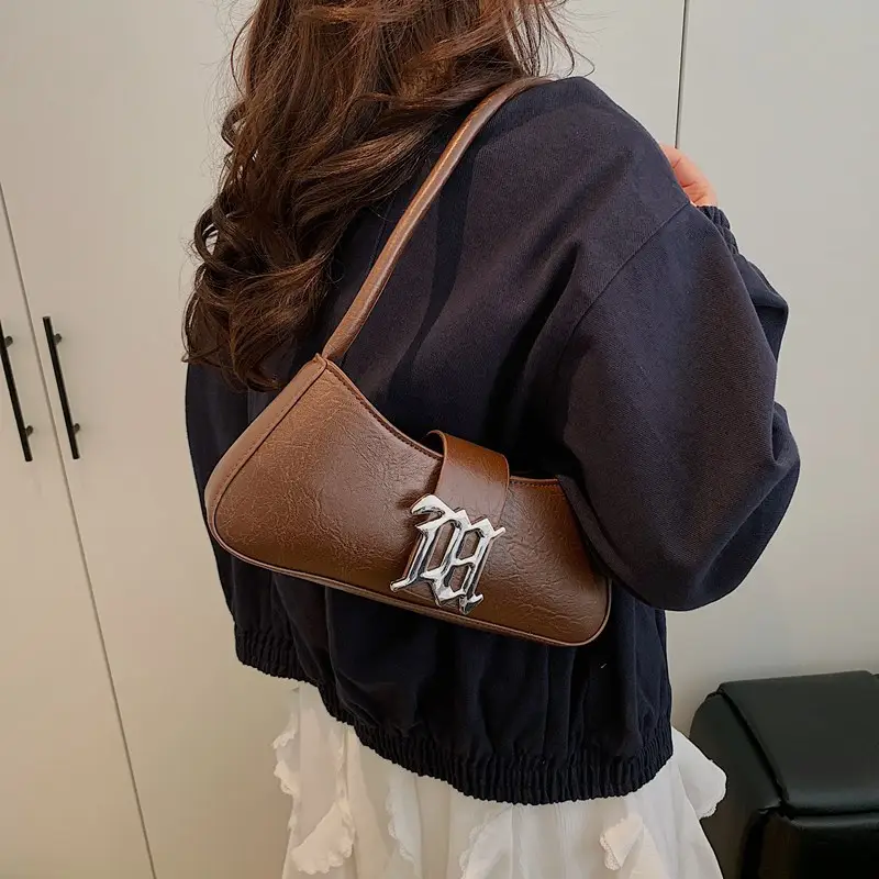 Women's Crossbody Bag with Logo Brown Leather - Image 8