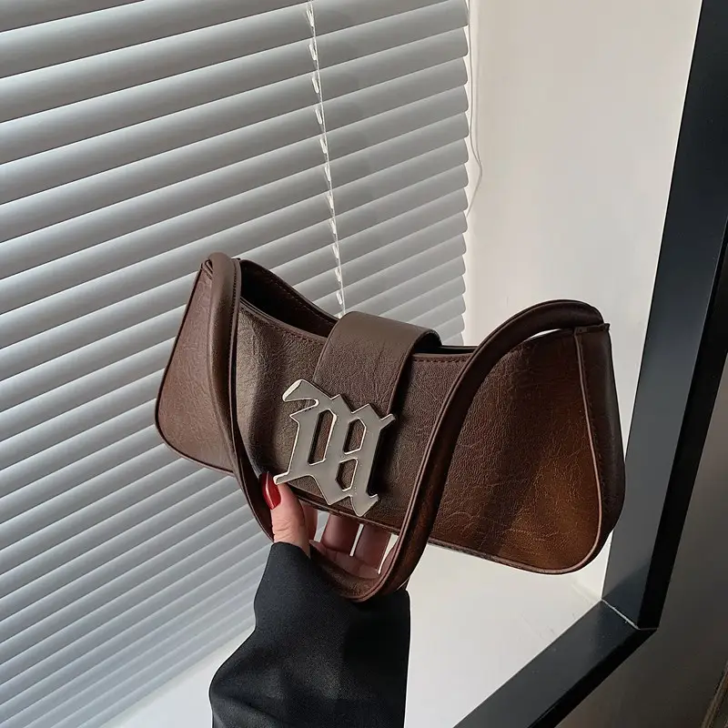 Women's Crossbody Bag with Logo Brown Leather - Image 2