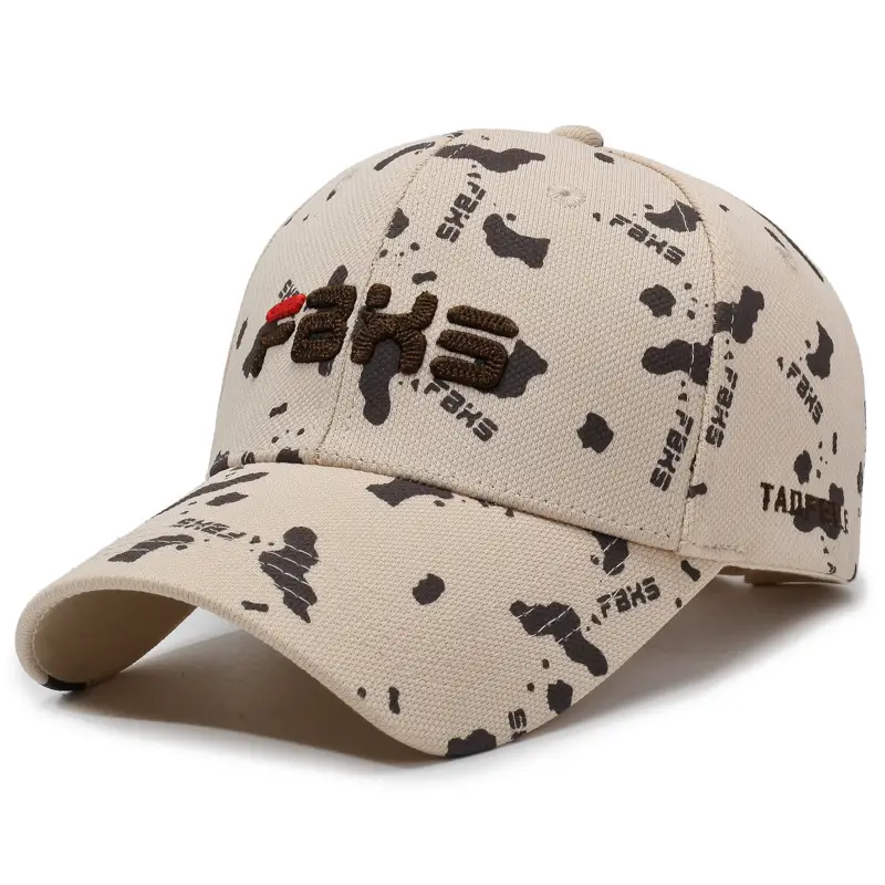 Men Printed Graffiti Cap SPF50 Outdoor Sun Hat Brown - Image 5