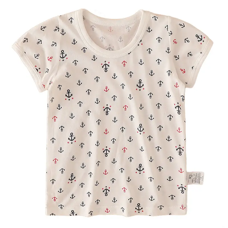 Kids Cotton T-Shirt Set White Brown Cartoon Print 3-Pack