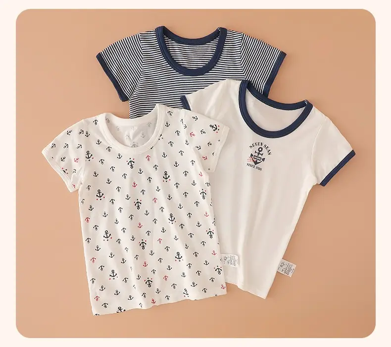 Kids Cotton T-Shirt Set White Brown Cartoon Print 3-Pack — feature 14