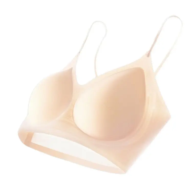 Shiny Spaghetti Straps Herbal Intimates for Women Camellia Fragrance Small Breast Push-Up Seamless Beautiful Back Bra Summer Comfortable Thin Style