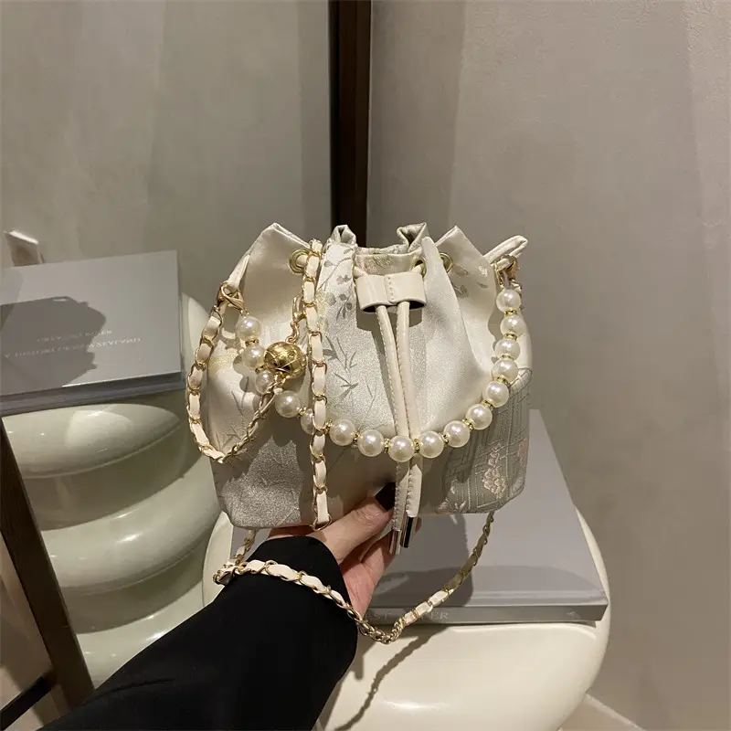 Pearl Chain Bucket Bag Western Style Portable Fashion - Image 2