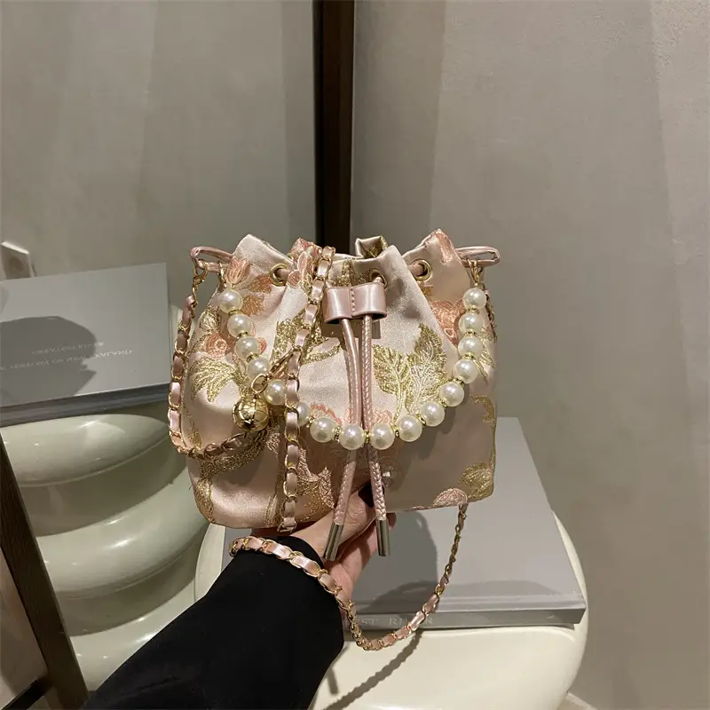 Pearl Chain Bucket Bag Western Style Portable Fashion - Image 4
