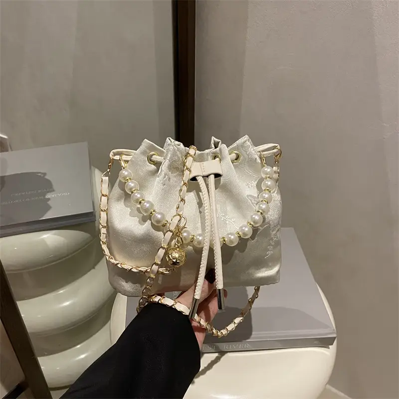 Pearl Chain Bucket Bag Western Style Portable Fashion - Image 5
