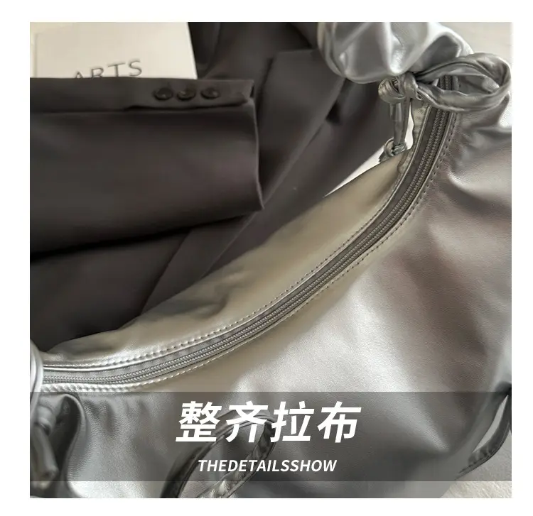 White Pleated Bow Shoulder Bag for Women — feature 5