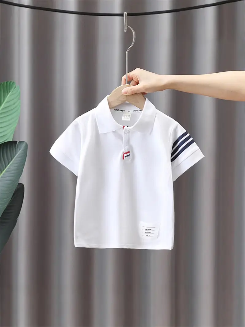 8071 Boys T-Shirt White Short Sleeve Summer Kids Polo