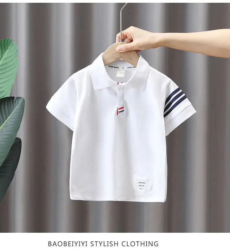 8071 Boys T-Shirt White Short Sleeve Summer Kids Polo — feature 11
