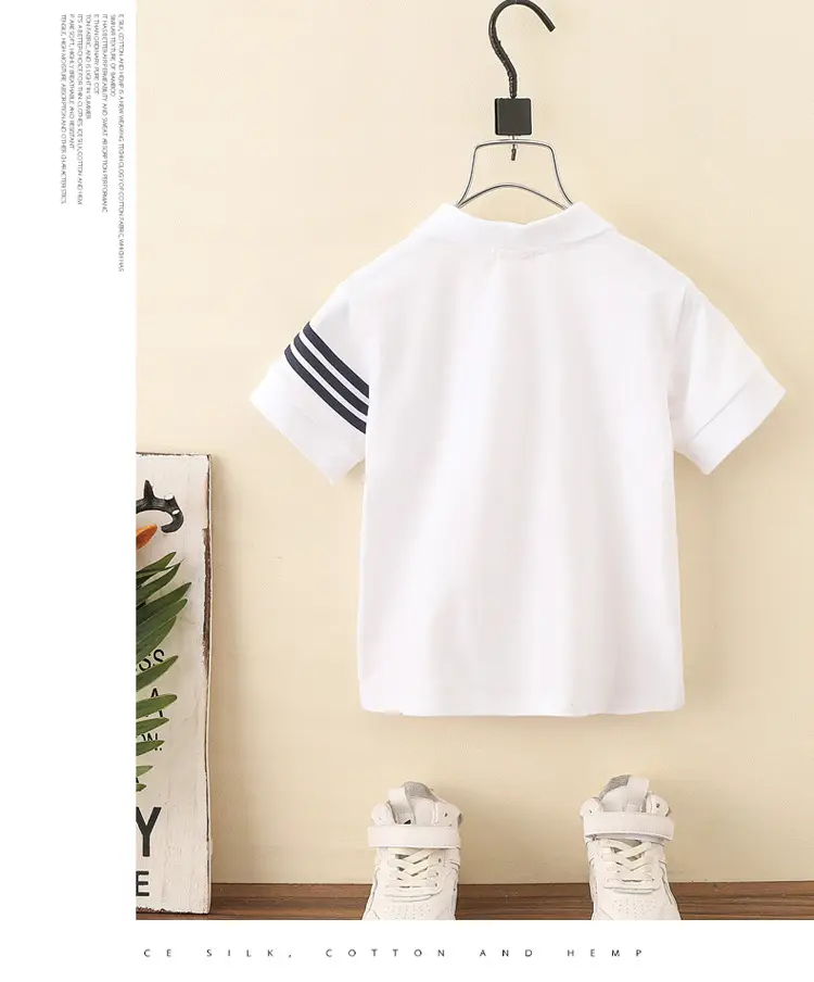 8071 Boys T-Shirt White Short Sleeve Summer Kids Polo — feature 27
