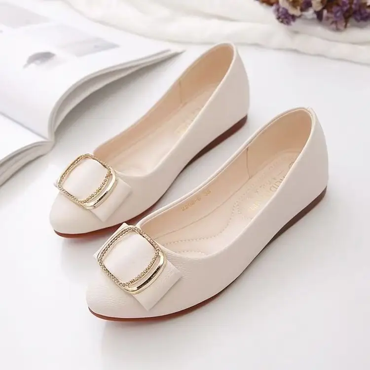 Beef Sole Shoes Women's 2025 New Spring All-match Soft Sole Working Leather Shoes Women's Soft Leather Pointed Flat Shoes - Image 6