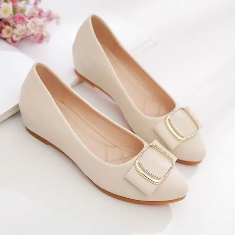 Beef Sole Shoes Women's 2025 New Spring All-match Soft Sole Working Leather Shoes Women's Soft Leather Pointed Flat Shoes - Image 2