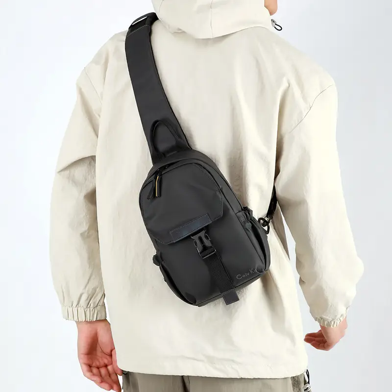 Men's Black Crossbody Backpack with Adjustable Strap - Image 8