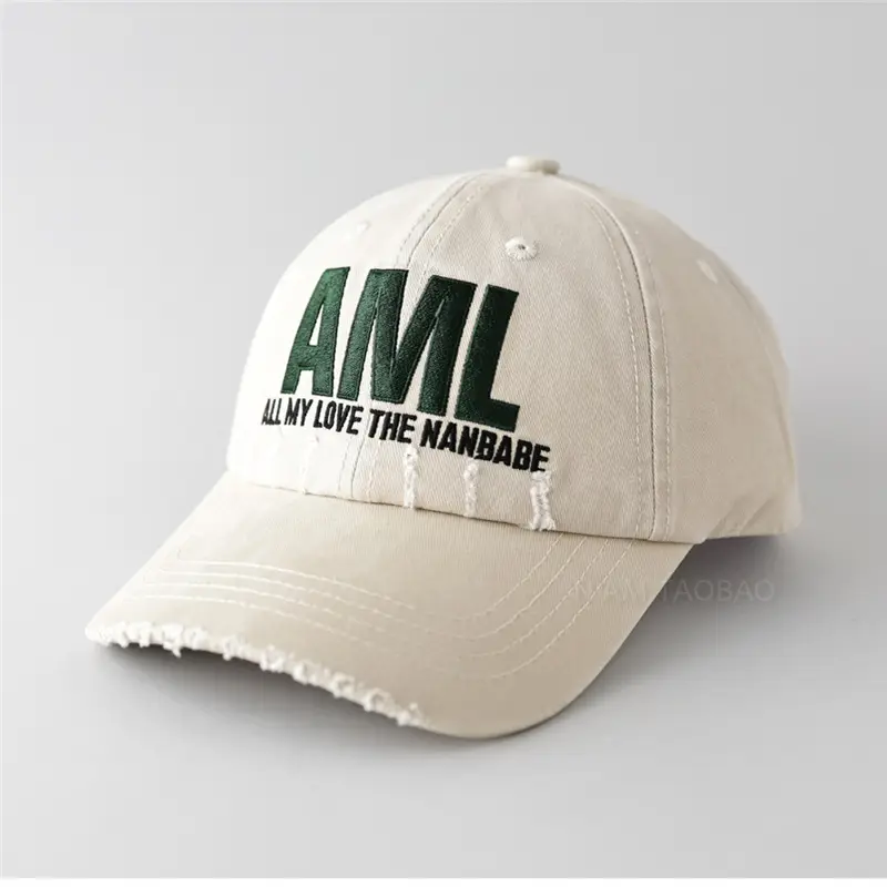 Men Maroon Distressed Cap AML Embroidered - Image 8