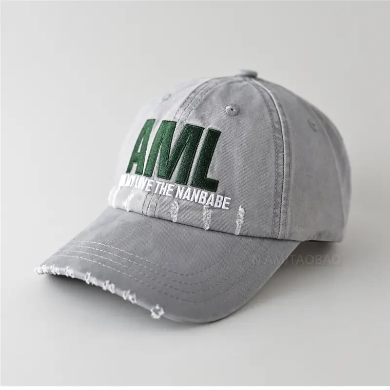 Men Maroon Distressed Cap AML Embroidered - Image 9