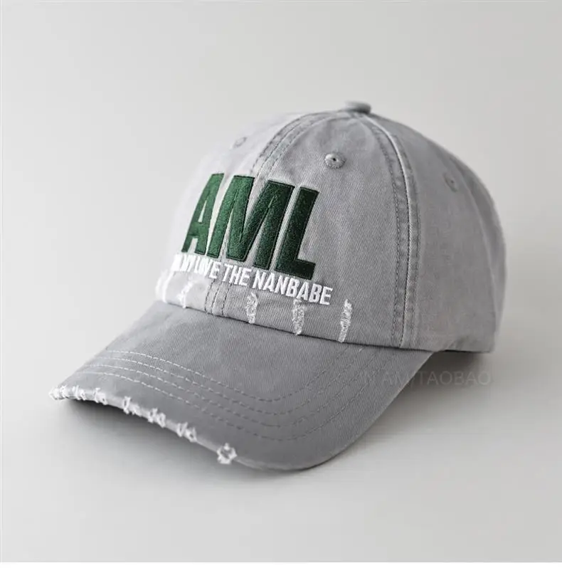 Men Maroon Distressed Cap AML Embroidered — feature 1