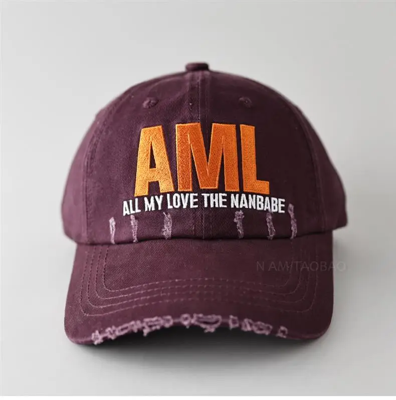 Men Maroon Distressed Cap AML Embroidered — feature 13