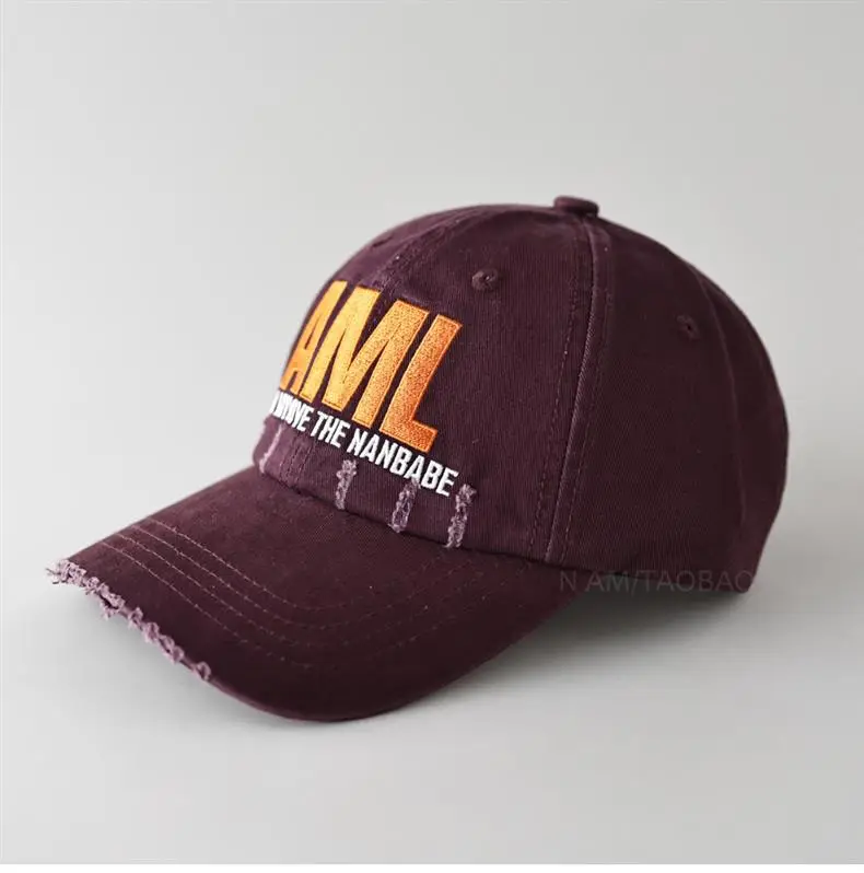 Men Maroon Distressed Cap AML Embroidered — feature 14