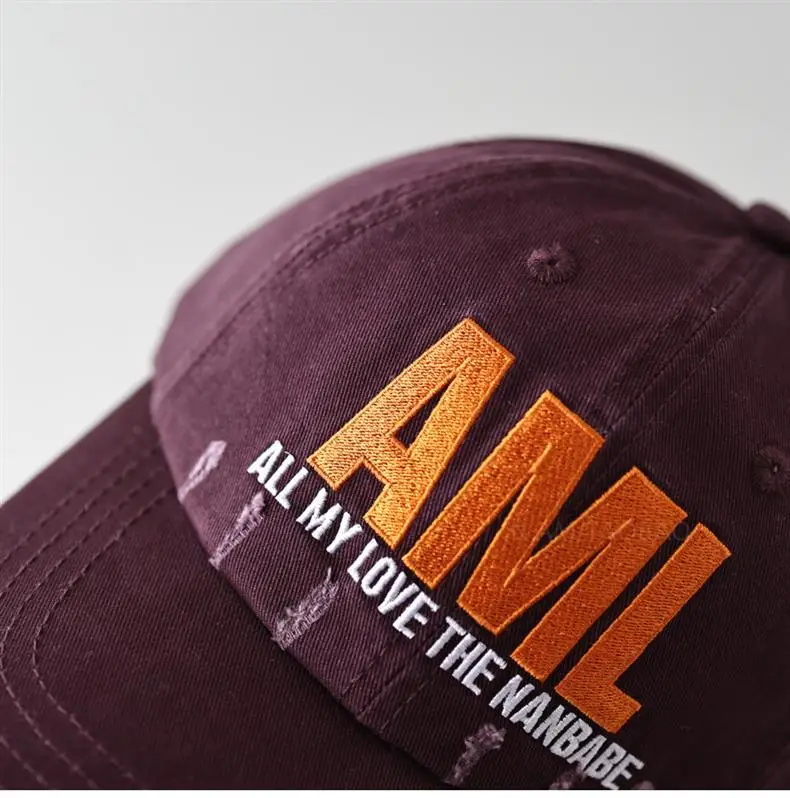 Men Maroon Distressed Cap AML Embroidered — feature 15