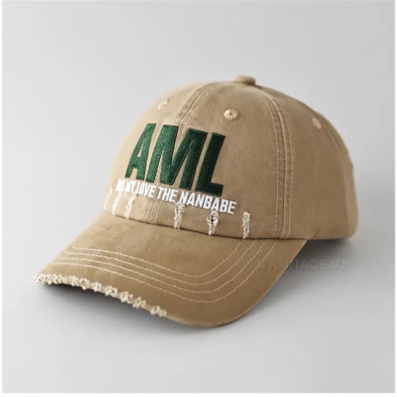 Men Maroon Distressed Cap AML Embroidered - Image 4
