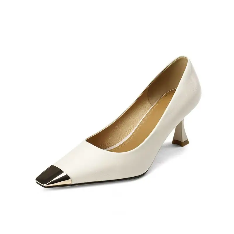 French Style Square Toe High Heels Women's Stiletto Heel Niche Design High-grade Metal Head Elegant Socialite Shallow Mouth Professional Single Shoes — feature 7