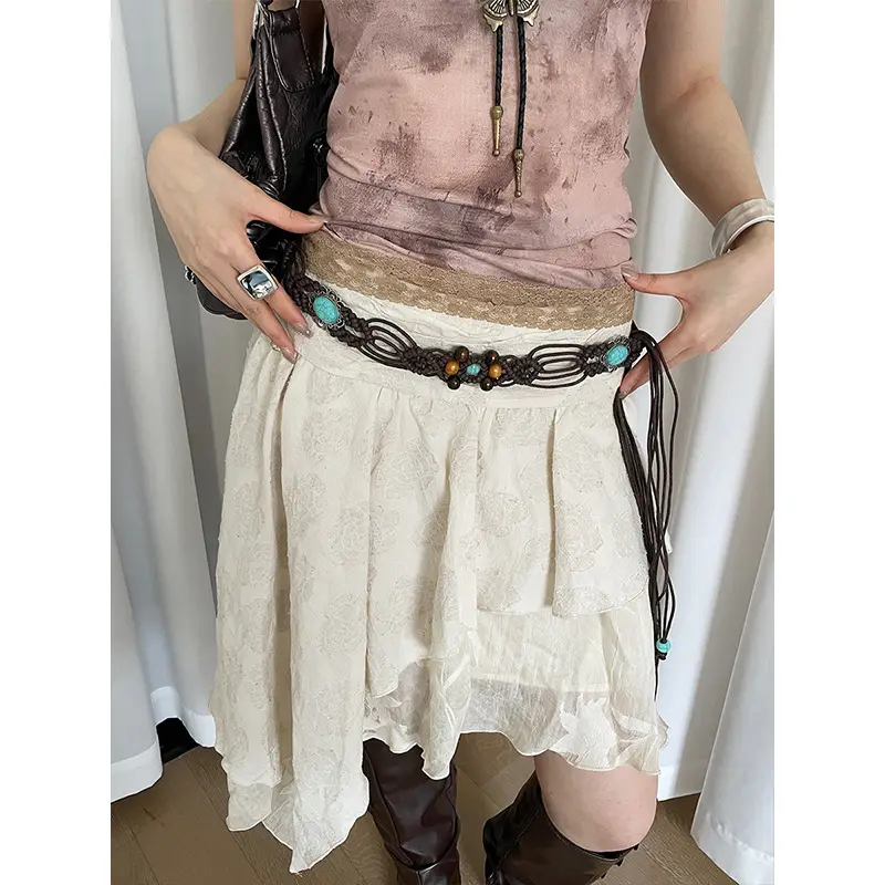 Retro Bohemian Belt with Flower Beaded Design - Image 3