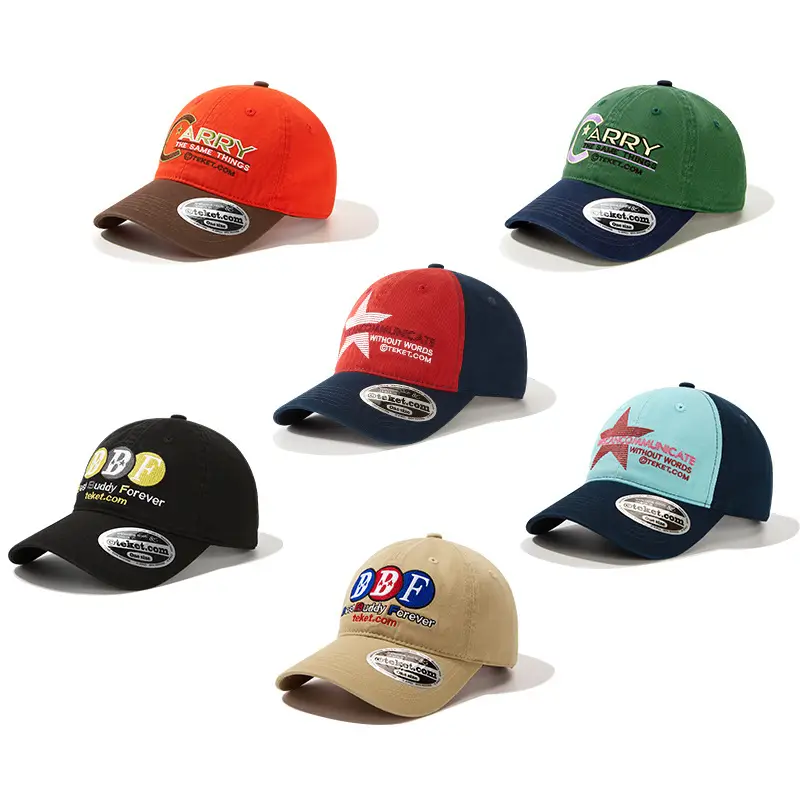 Korean Letter Embroidered Green Blue Baseball Cap - Image 6