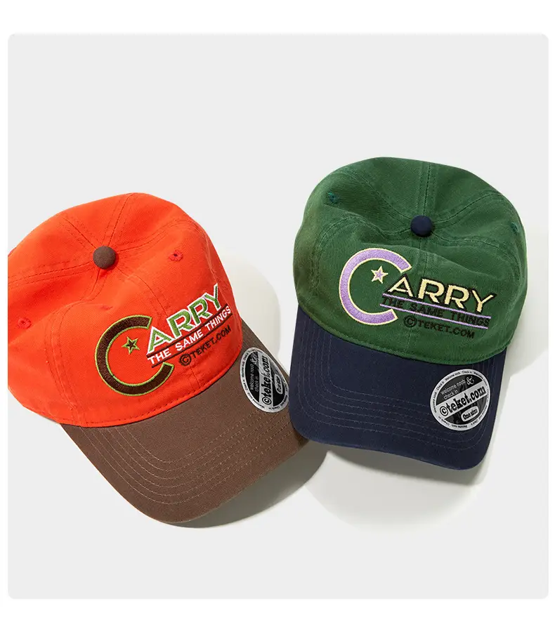 Korean Letter Embroidered Green Blue Baseball Cap — feature 4