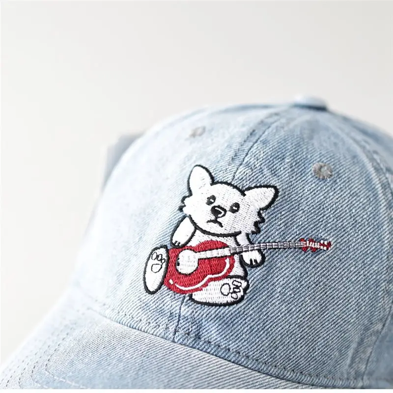 Cute Cat Guitar Denim Cap for Women - Image 8