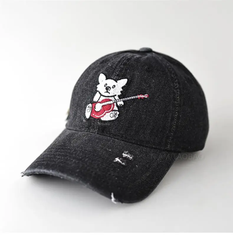Cute Cat Guitar Denim Cap for Women — feature 1