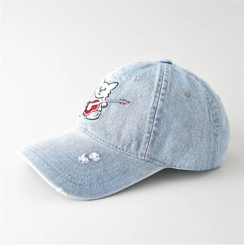 Cute Cat Guitar Denim Cap for Women — feature 4