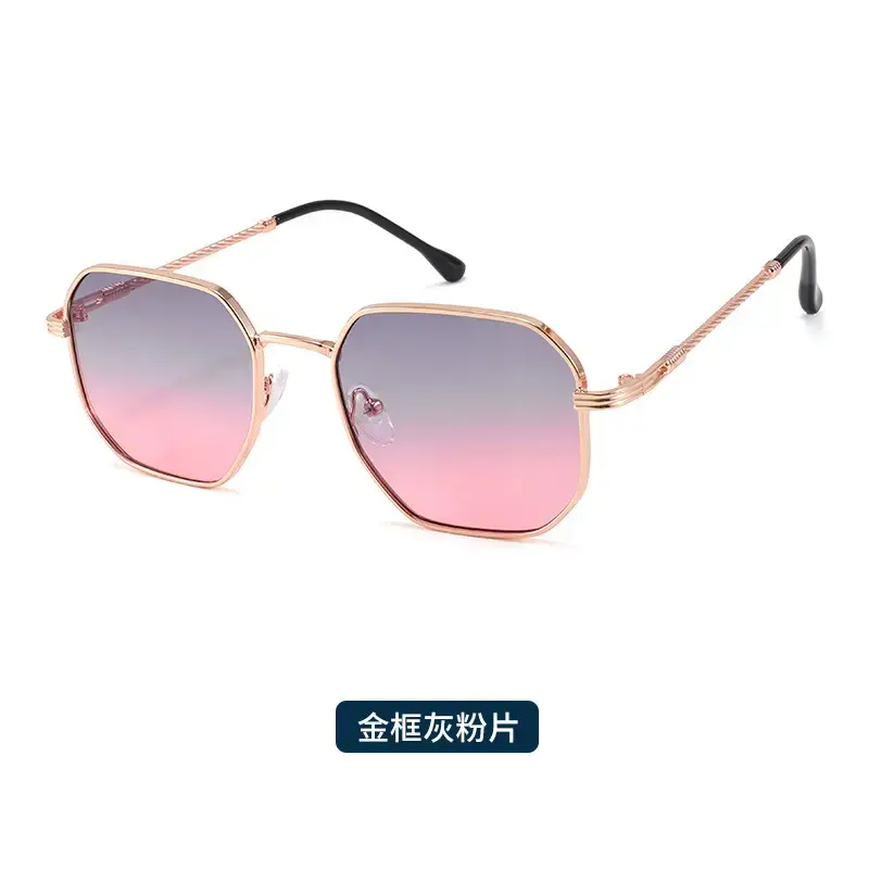 2025 Metal Frame Anti-UV Sunglasses Pink Gradient - Image 3