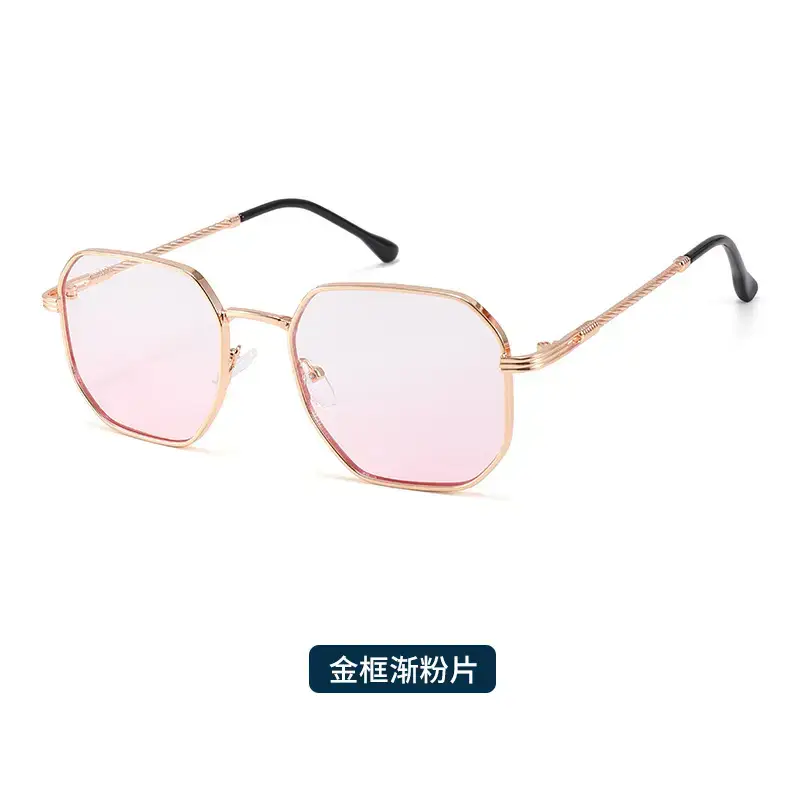 2025 Metal Frame Anti-UV Sunglasses Pink Gradient - Image 4