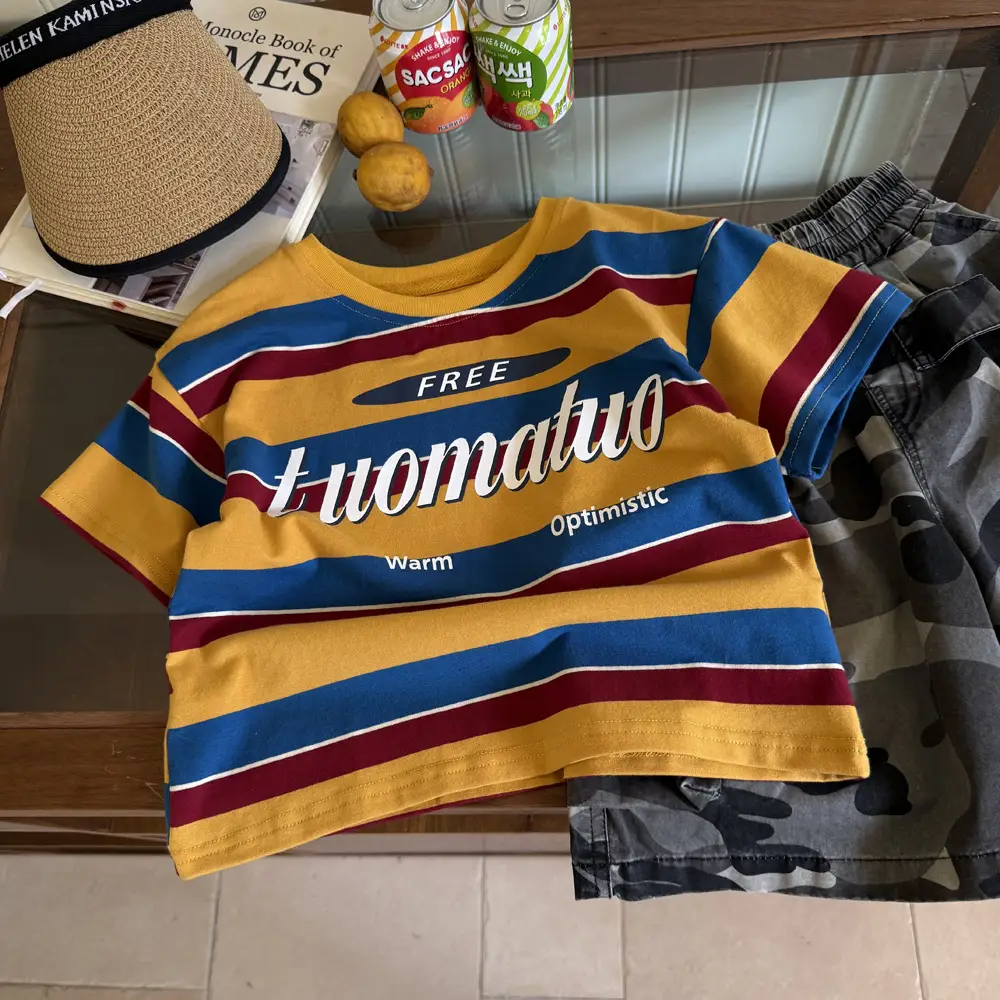 Kids Striped T-Shirt Boys 2025 Summer Free Warm