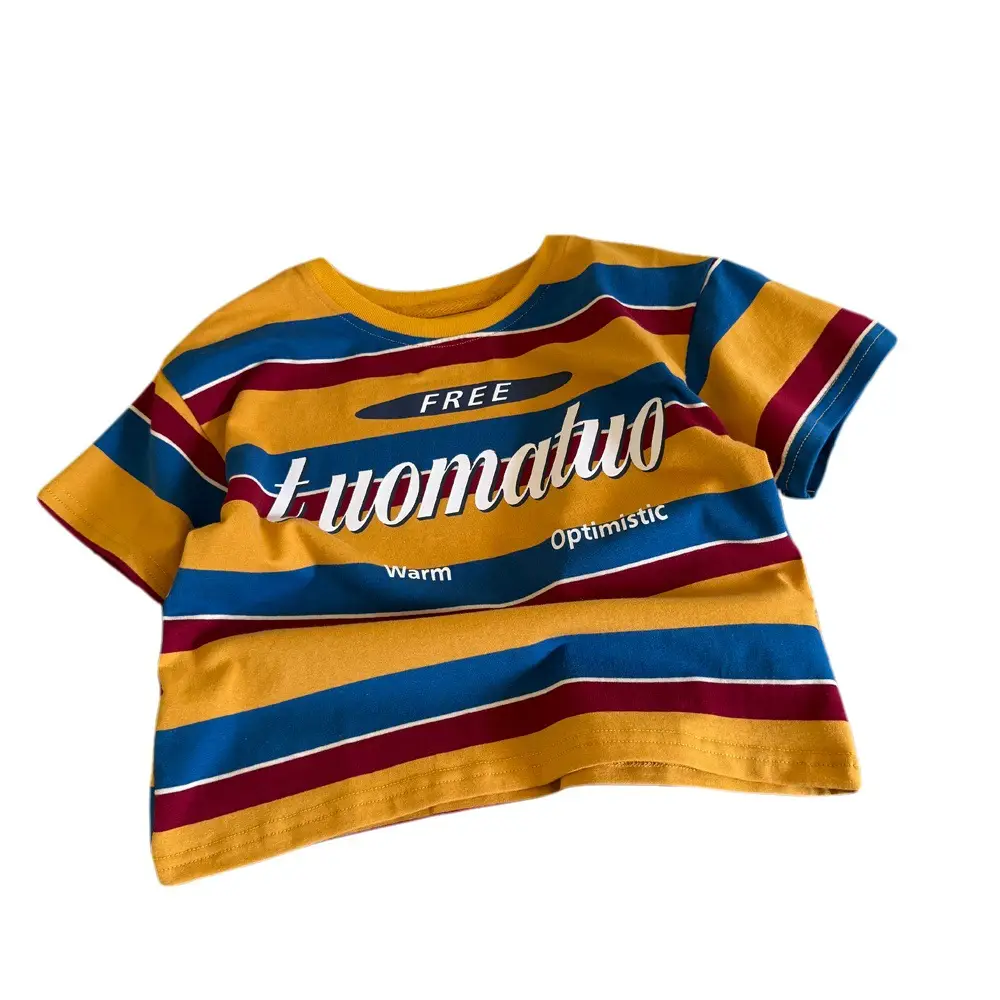 Kids Striped T-Shirt Boys 2025 Summer Free Warm